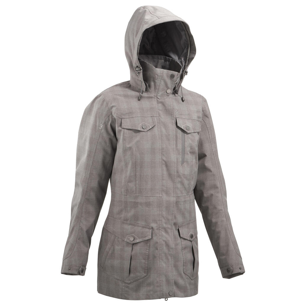 Arpenaz 500 women's waterproof walking rain jacket - grey