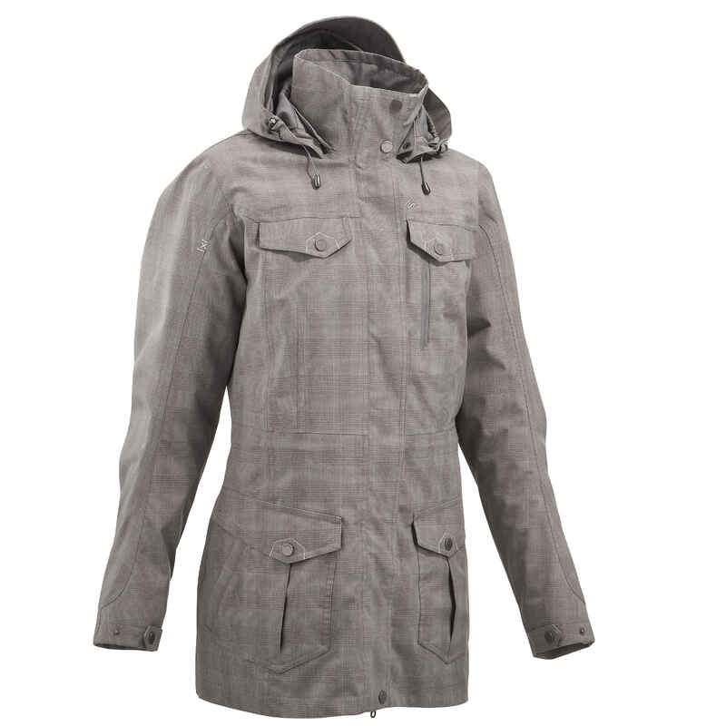 Arpenaz 500 women's waterproof walking rain jacket - grey