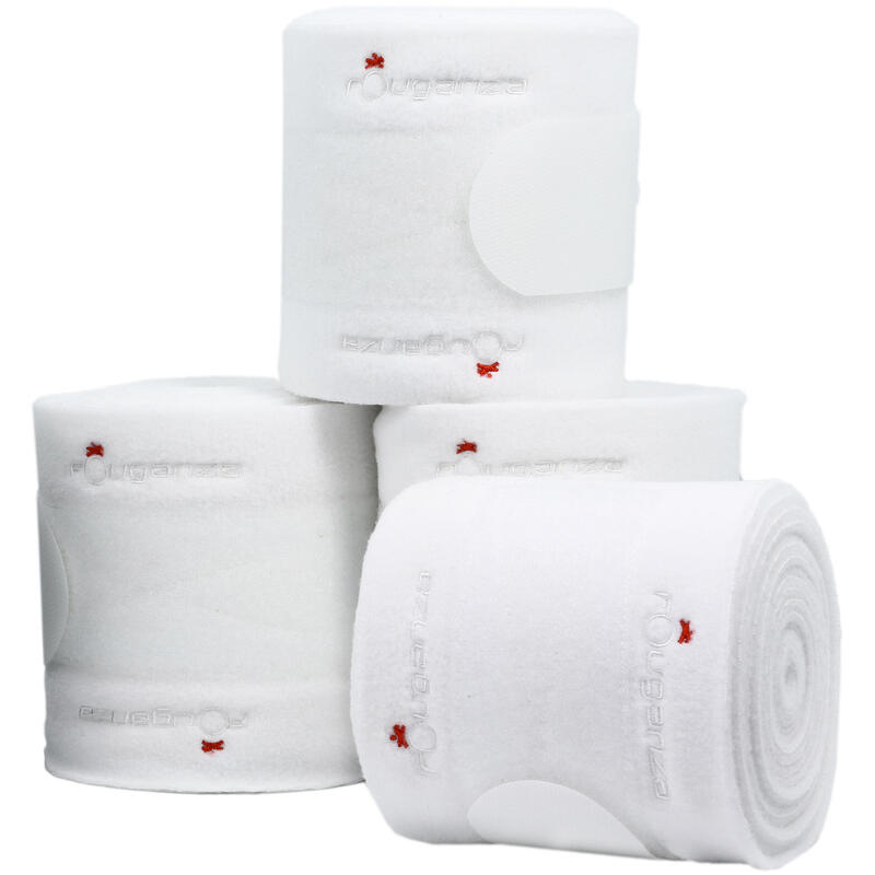 4 bandes de polo équitation cheval et poney blanc - 3 m