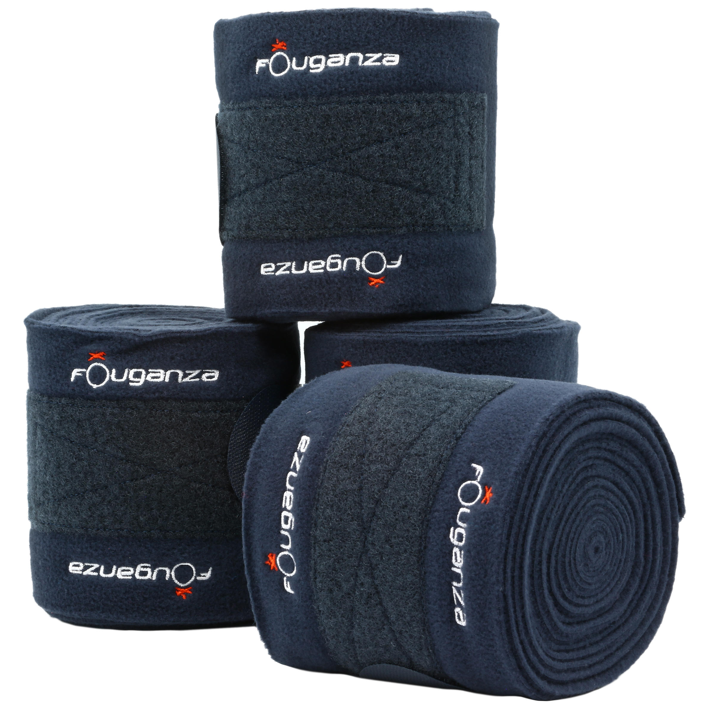 FOUGANZA Horse Riding Polo Bandages for Horse 4-Pack - Navy Blue