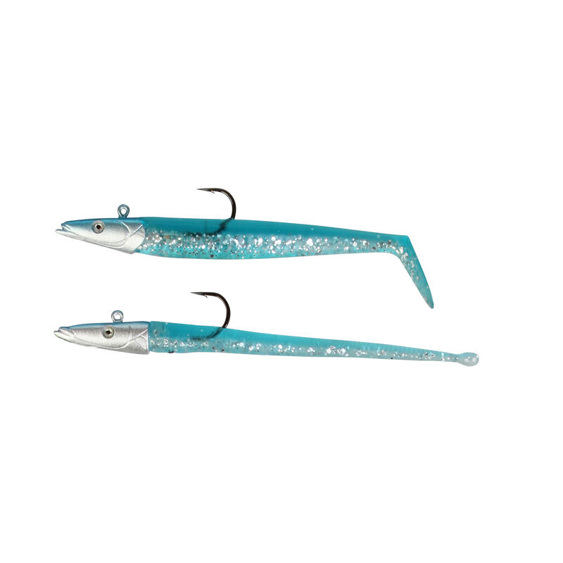 Sandeel & slug 10cm blue x4 sea fishing soft lures NO BRAND Decathlon