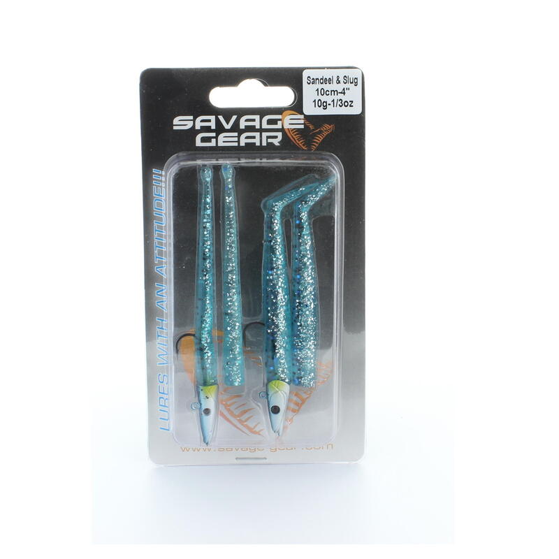 Sandeel & slug 10cm blue x4 sea fishing soft lures NO BRAND Decathlon
