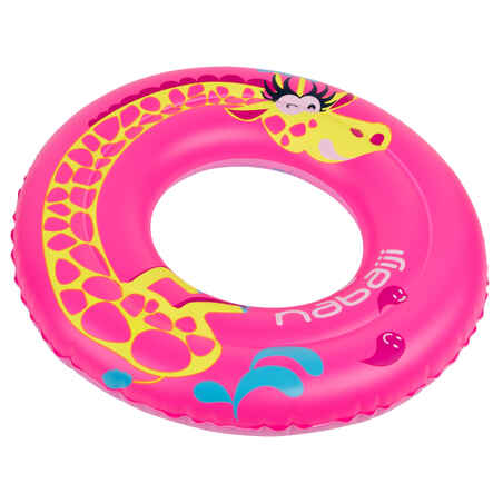 Kids' inflatable swim ring 3-6 years 51 cm - "Giraffe" print blue