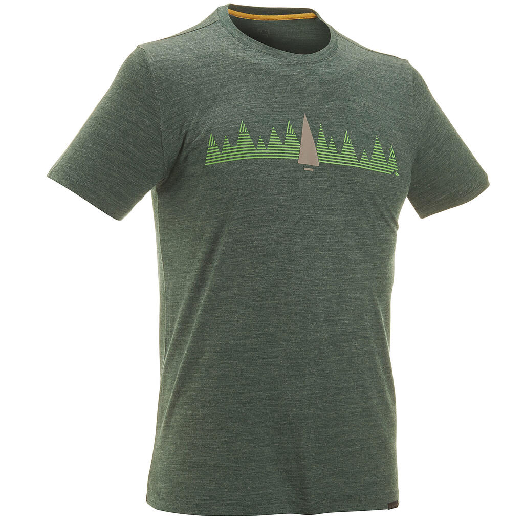 Merinoshirt Herren kurzarm Backpacking - Travel 500 khaki
