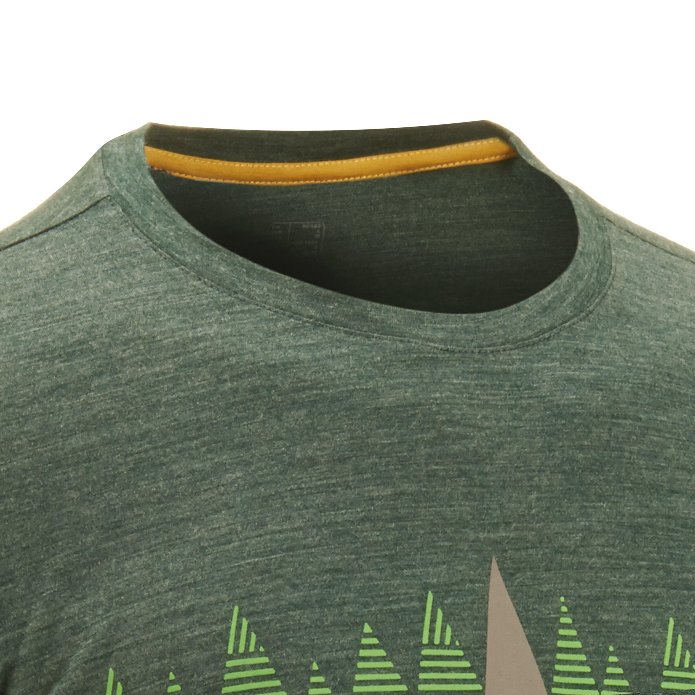 Men's Short-sleeve Hiking T-shirt TechWOOL 50 - Green Pattern 7/11