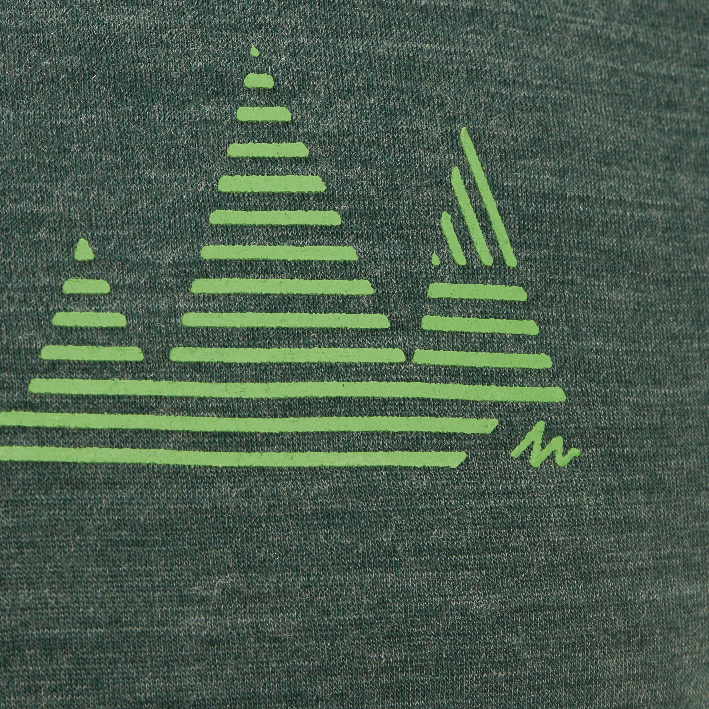 Men's Short-sleeve Hiking T-shirt TechWOOL 50 - Green Pattern 9/11