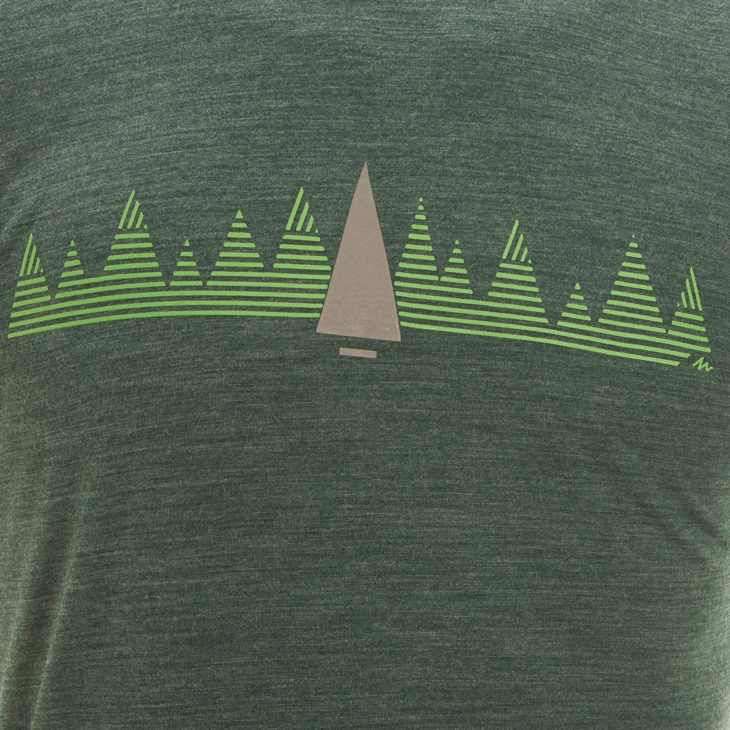 Men's Short-sleeve Hiking T-shirt TechWOOL 50 - Green Pattern 8/11
