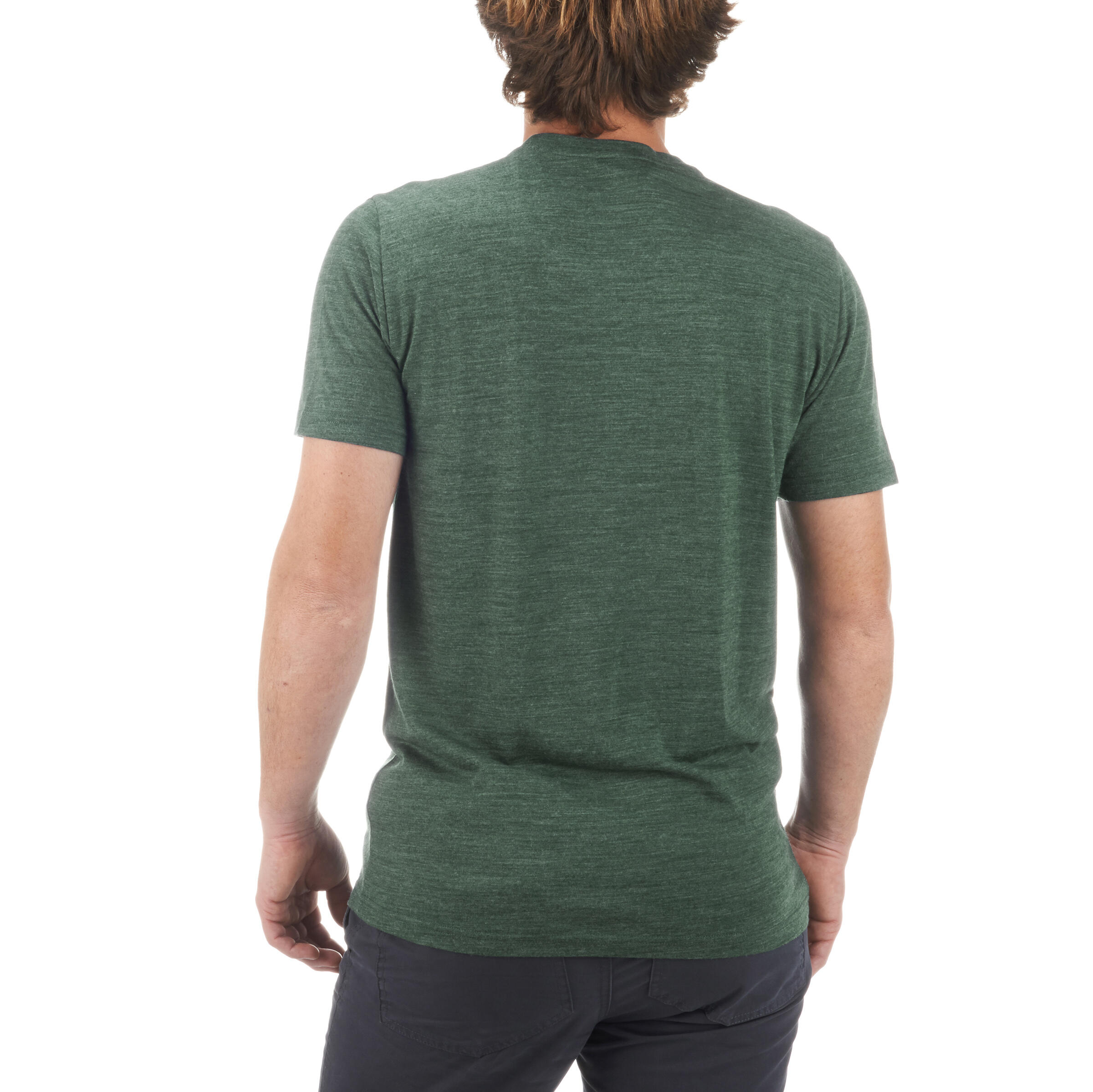 Men's Short-sleeve Hiking T-shirt TechWOOL 50 - Green Pattern 4/11