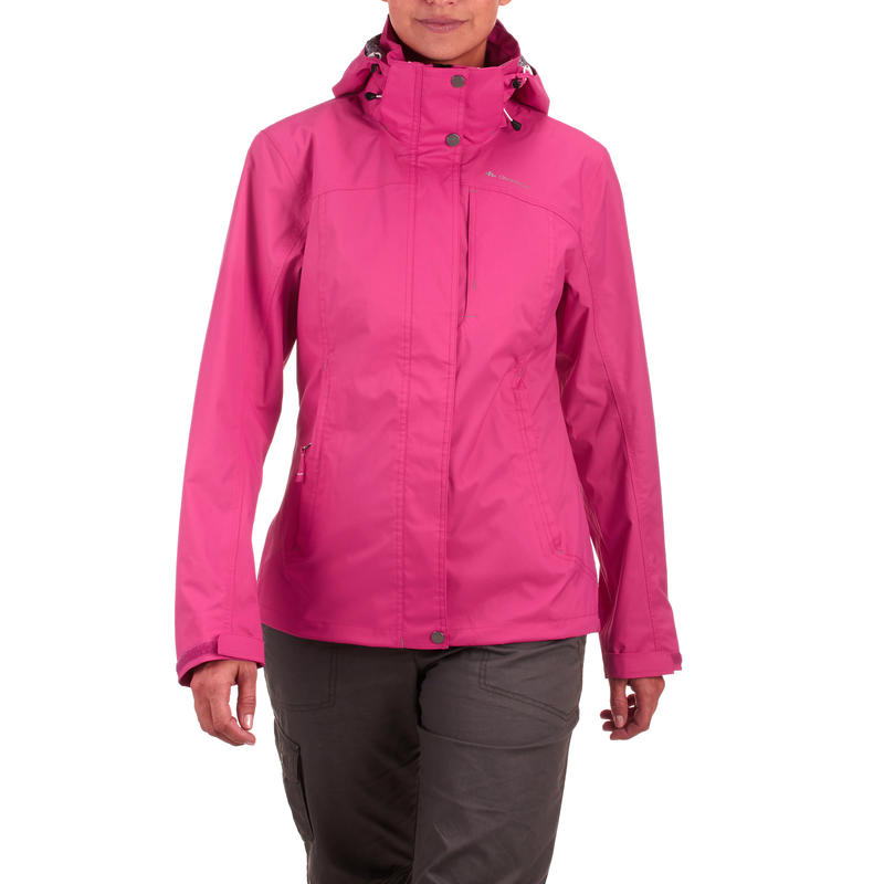 Arpenaz 300 Women's Hiking Rain Jacket Pink Decathlon