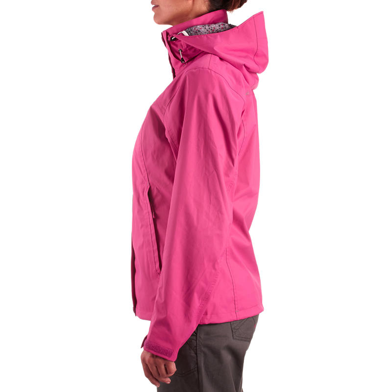 Arpenaz 300 Women's Hiking Rain Jacket Pink Decathlon