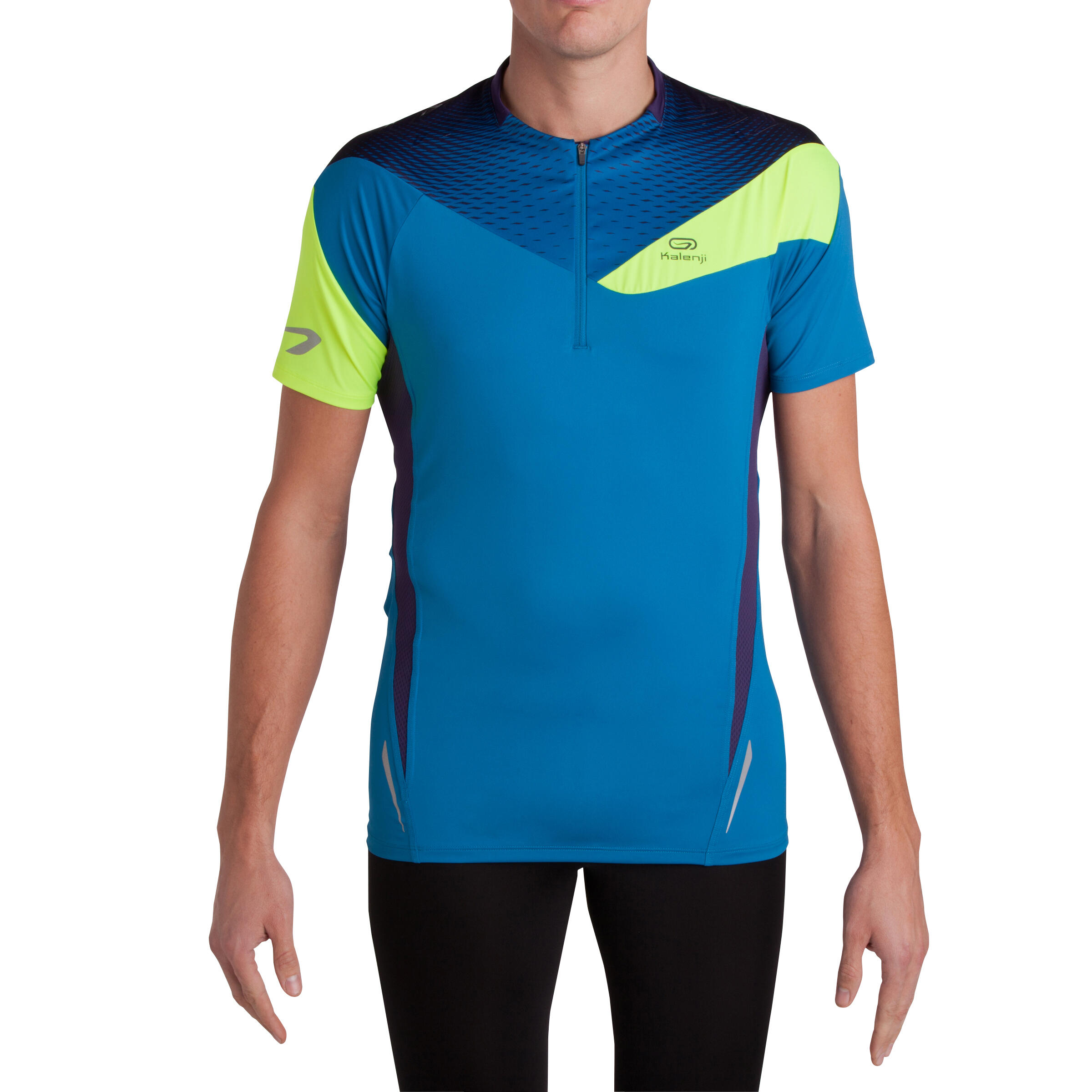 Trail Perf Men's Trail Running Short-Sleeved T-shirt - Blue/Yellow 2/21