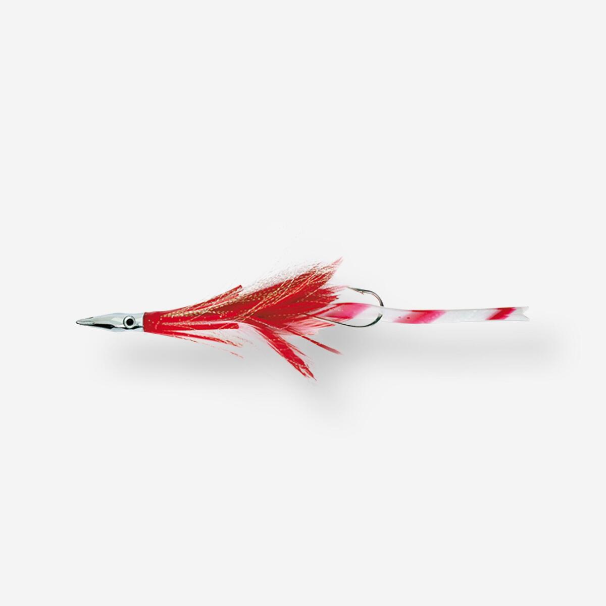 Leurre Diamond jet feather red white pêche à la traine