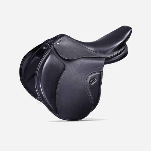 
      17.5" Versatile Leather Horse Riding Saddle for Horse Paddock - Black
  