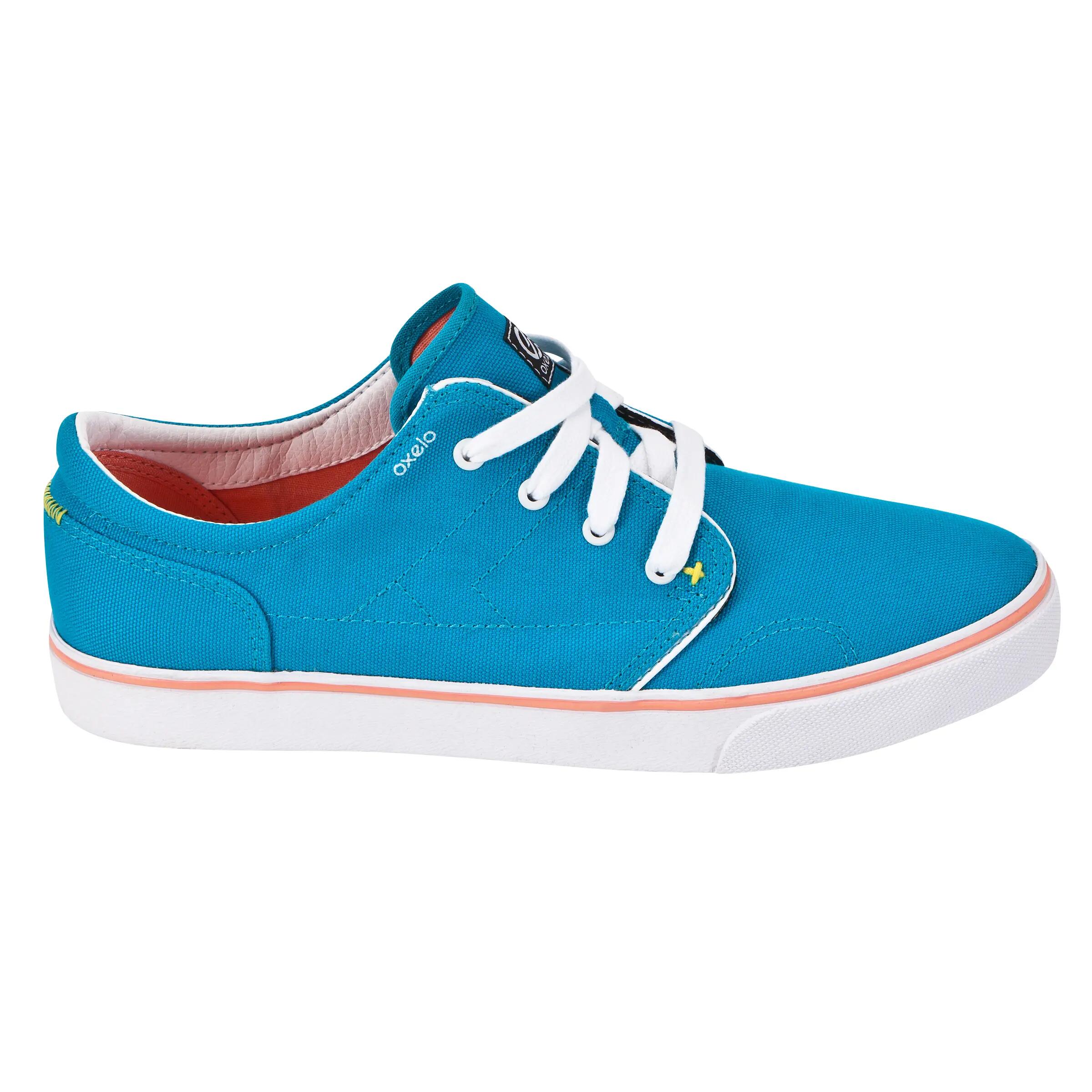 Vulca Canvas Adult Low Rise Skateboarding Longboarding Shoes - Blue/Coral 2/11