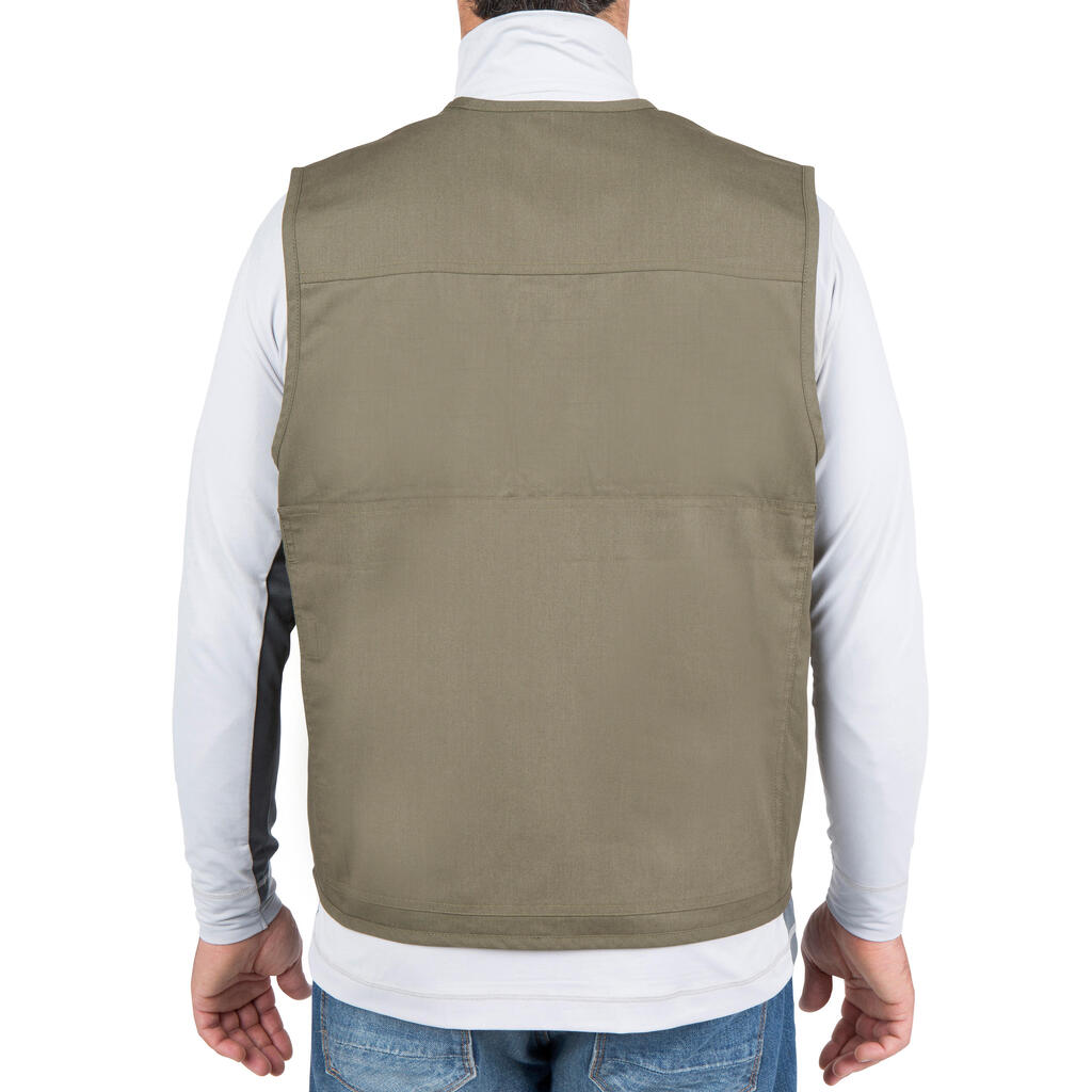 Gilet pêche 100 Kaki