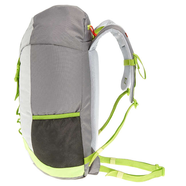 QUECHUA Arpenaz 30 Backpack - Light grey/green: flap fastening...