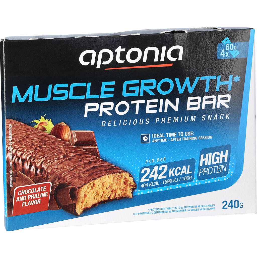 Muscle growth protein bar 4 x 60 g - chocolate/praline