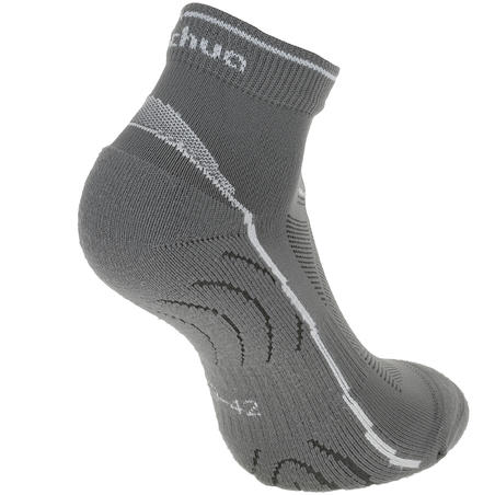 Forclaz 100 adult low cut hiking socks 2 pairs - grey.