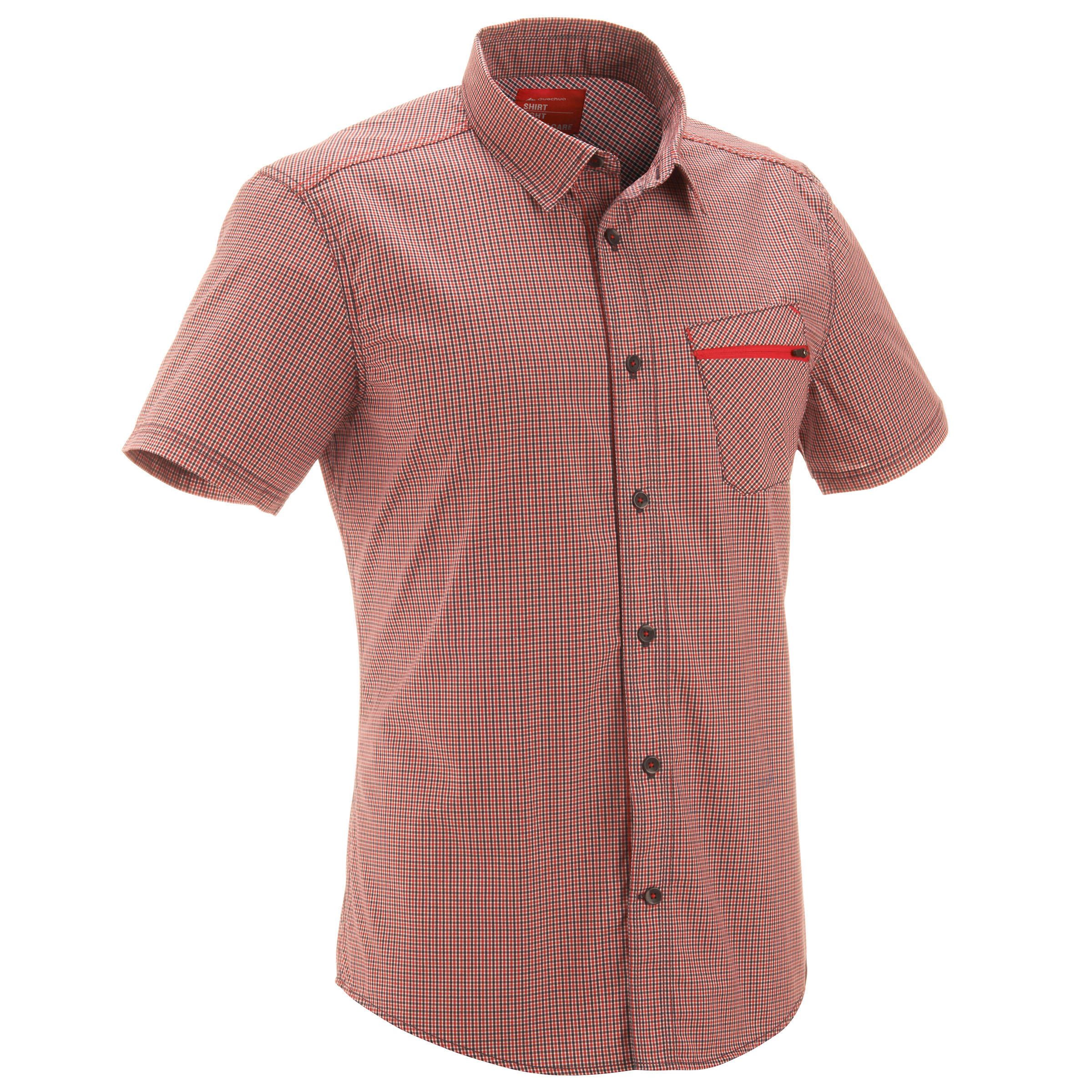 QUECHUA Arpenaz 100 Short-Sleeved Hiking Shirt - Red