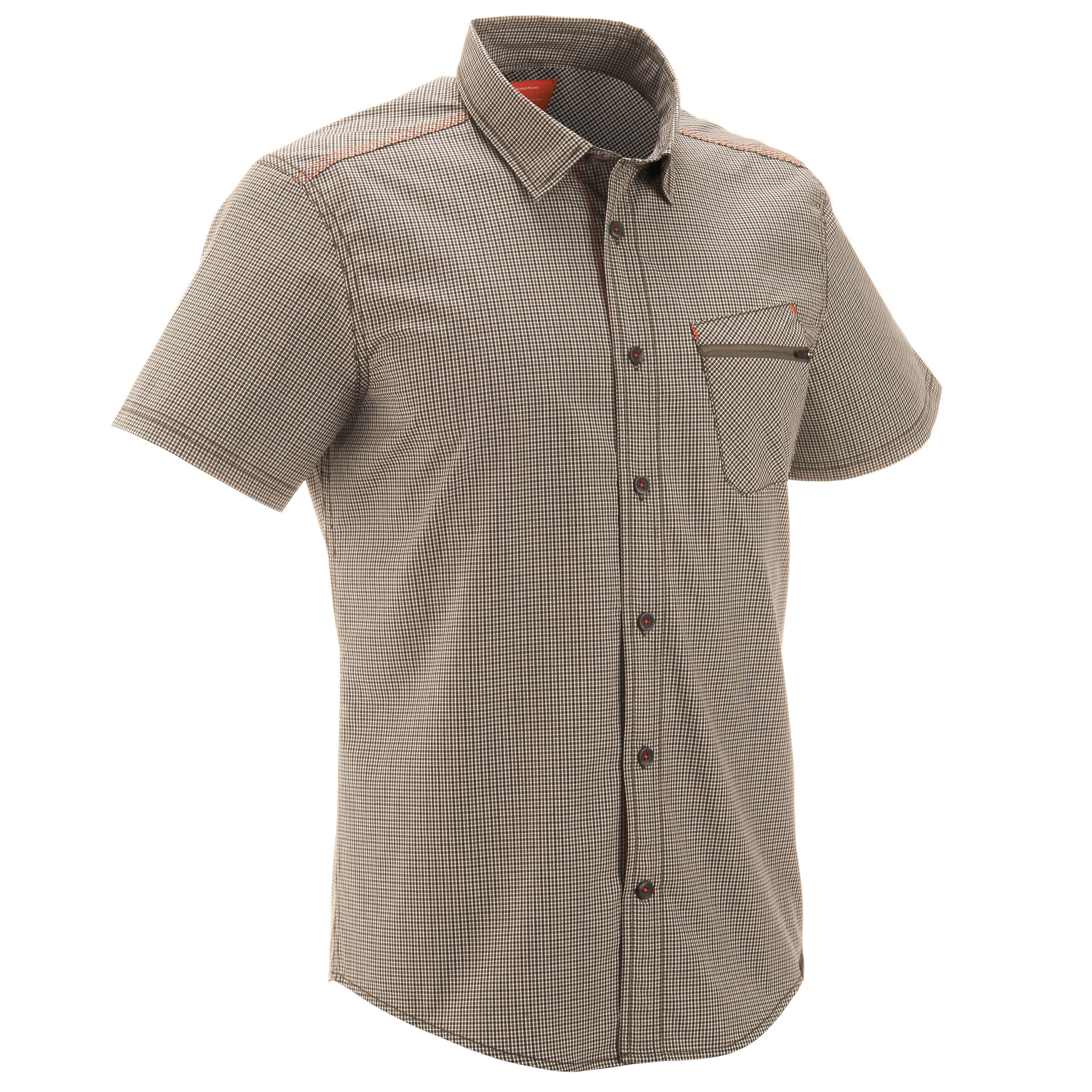 QUECHUA Arpenaz 100 Short-Sleeved Hiking Shirt - Khaki