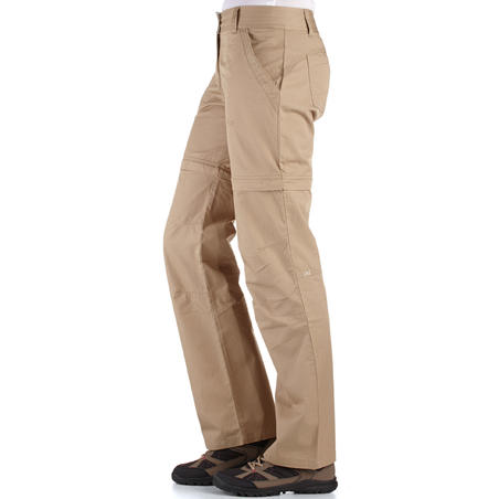 Arpenaz 100 Lady's convertible hiking trousers - ochre