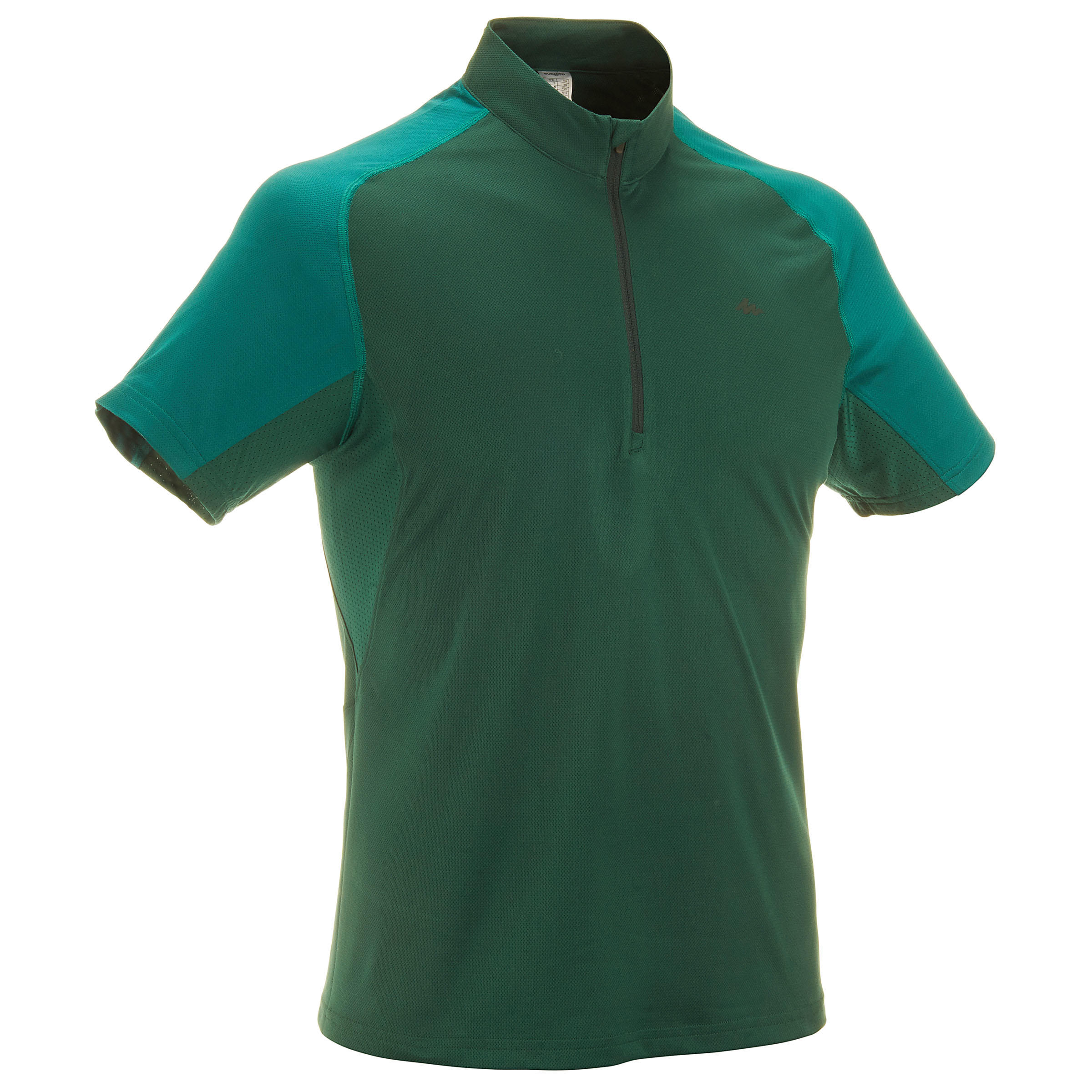 QUECHUA TechFRESH 100 Zip Short-Sleeved Hiking T-Shirt - Green
