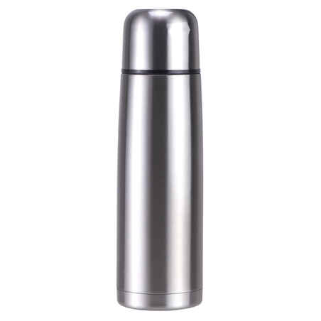 1 L stainless steel isothermal water bottle with cup for hiking - Silver