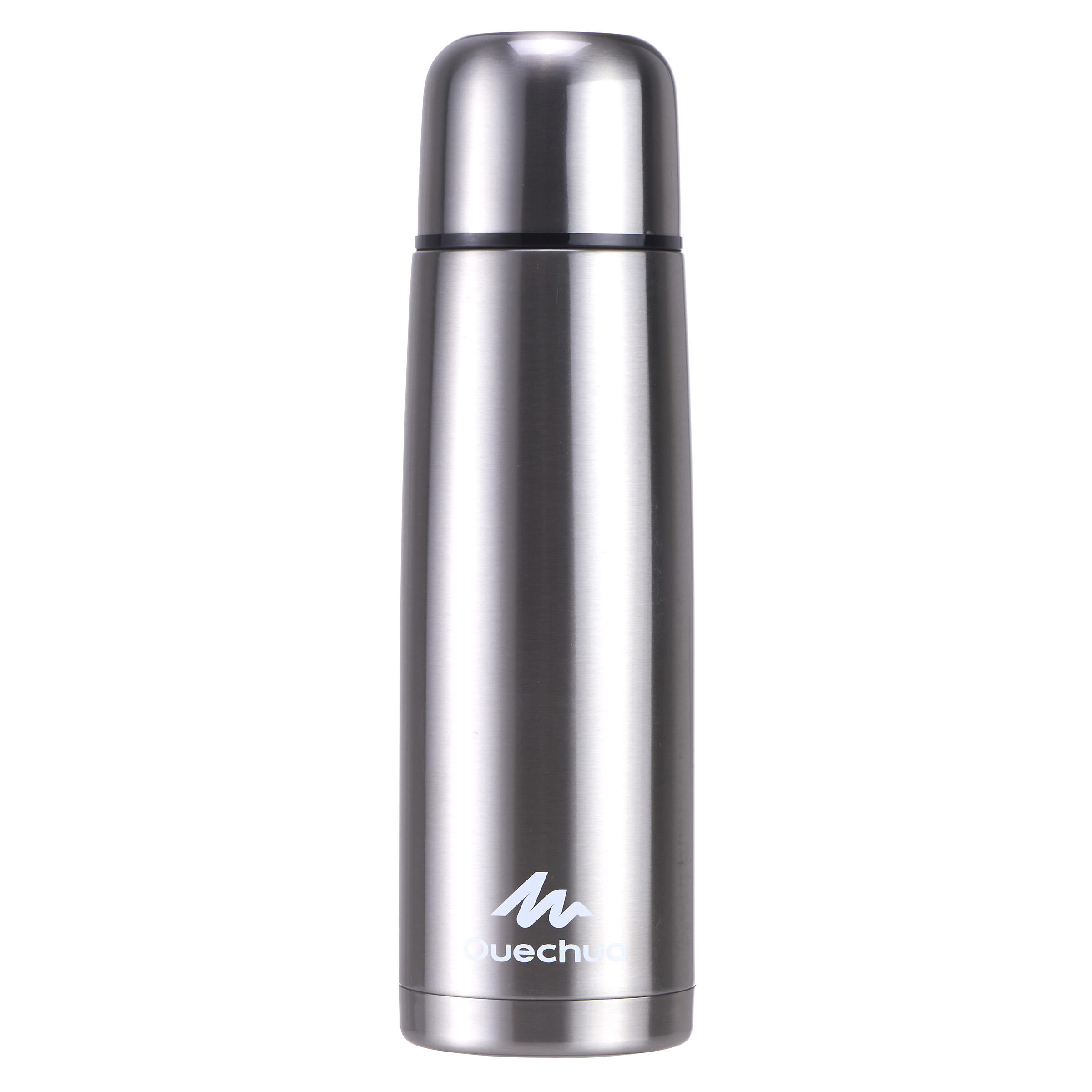 QUECHUA 1 L stainless steel isothermal water bottle with cup for hiking - Silver