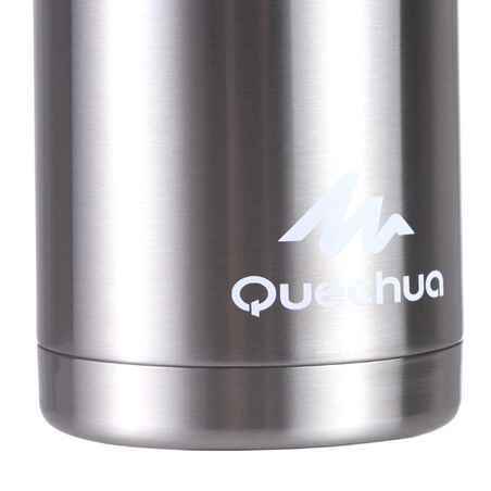 1 L stainless steel isothermal water bottle with cup for hiking - Silver