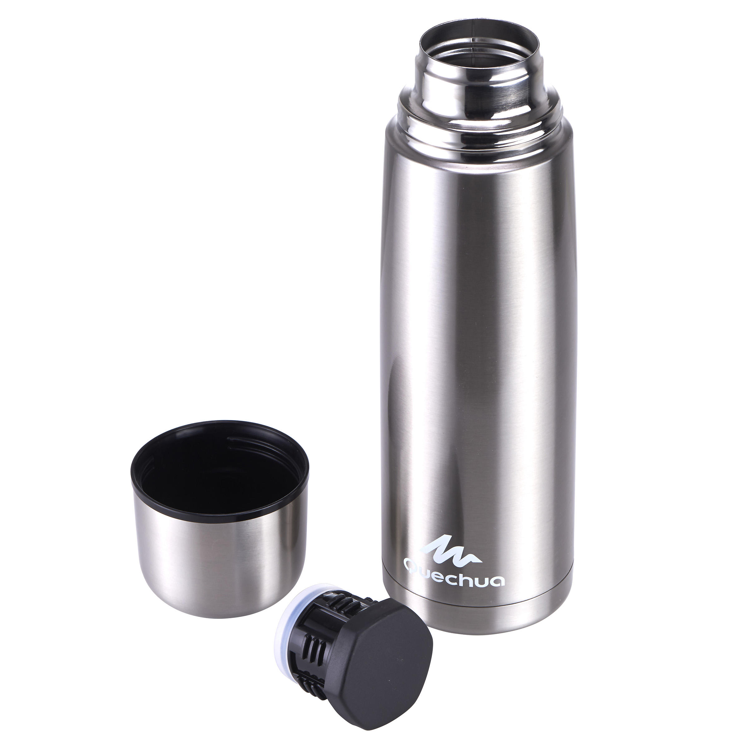 1 L stainless steel isothermal water bottle with cup for hiking - Silver 3/11