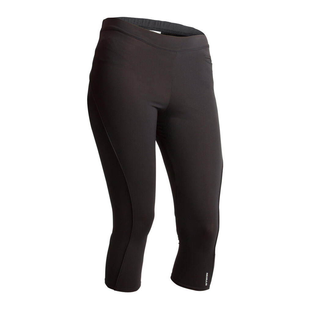 3/4-Fahrradhose Damen 2 in 1, schwarz