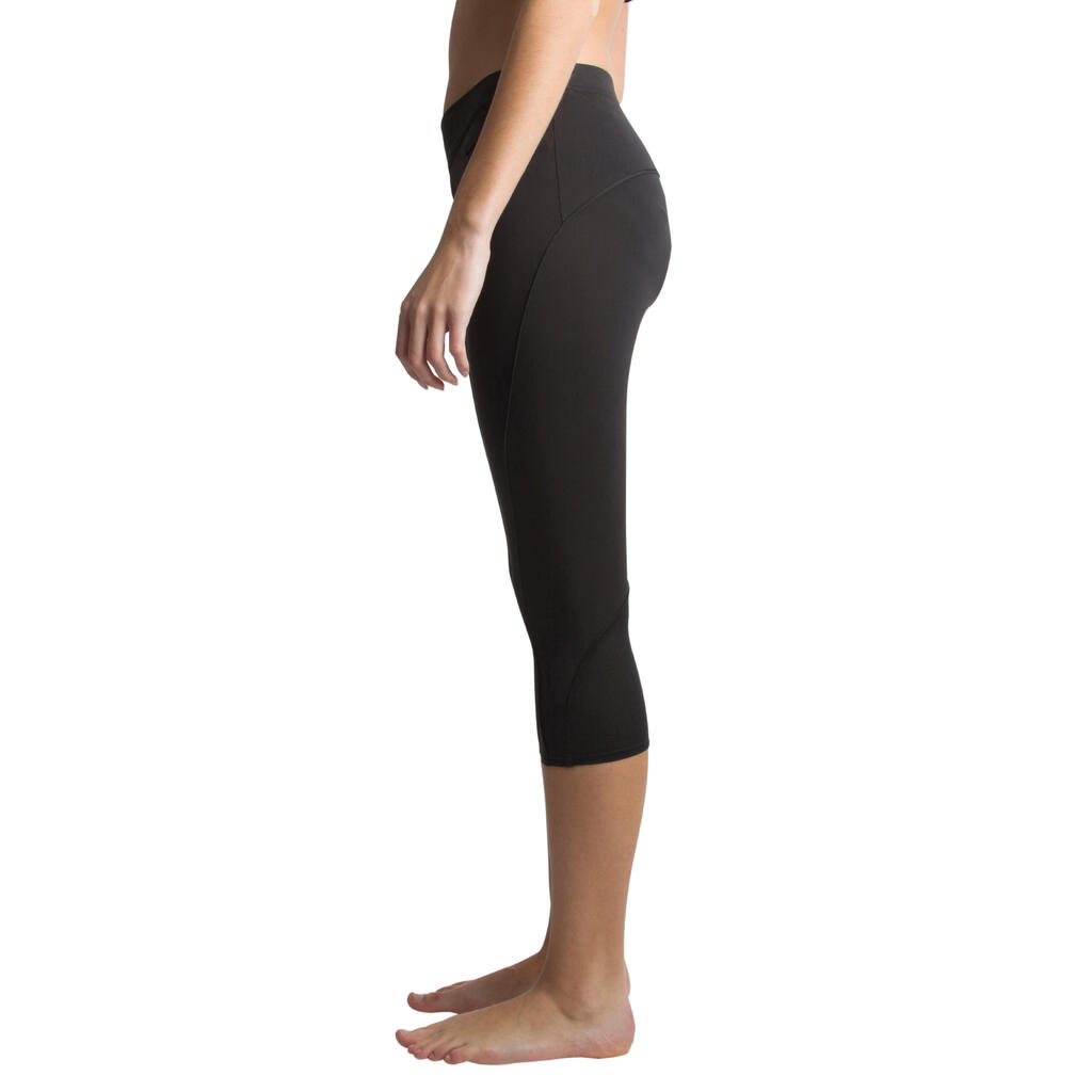 3/4-Fahrradhose Damen 2 in 1, schwarz