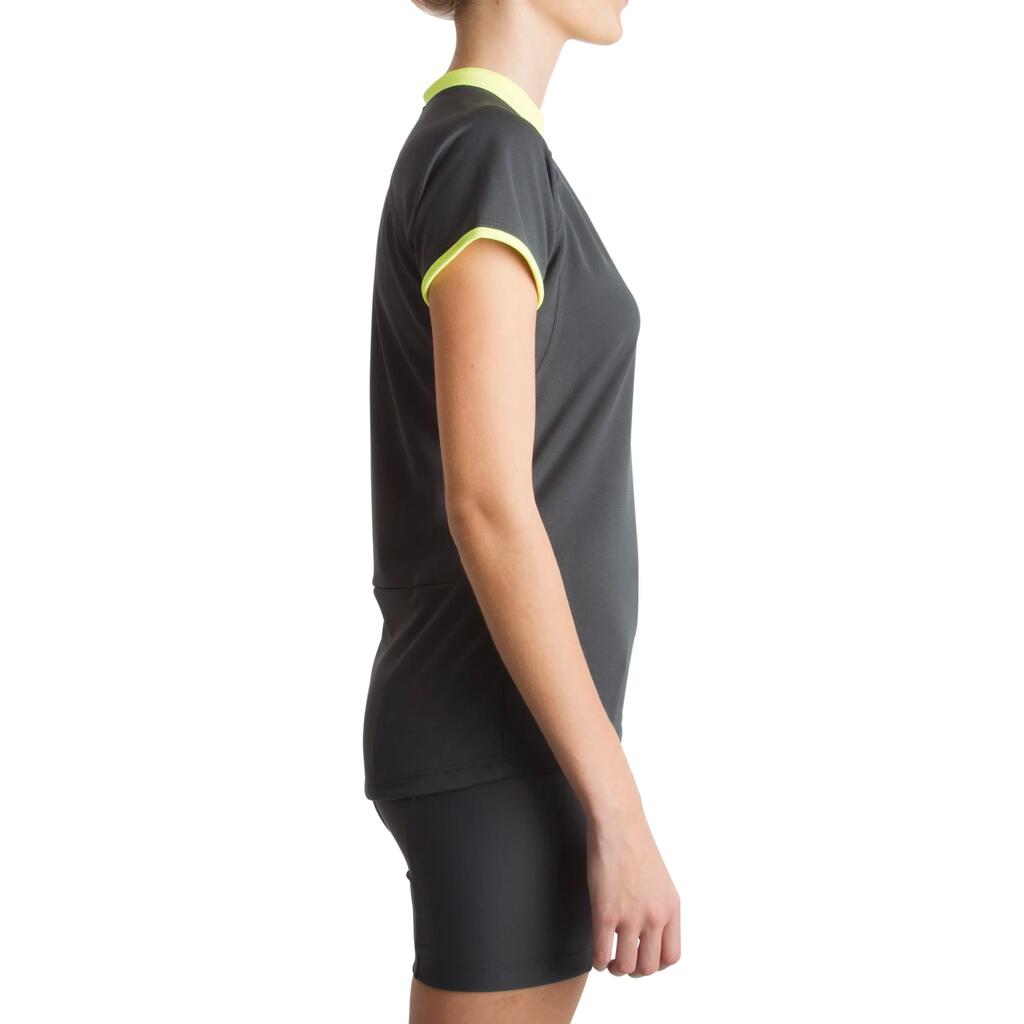 Fahrradtrikot 500 Kurzarm Damen, schwarz/gelb