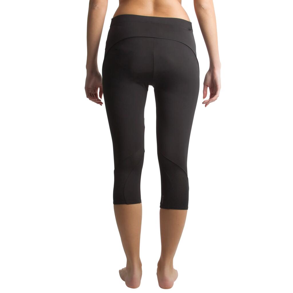 3/4-Fahrradhose Damen 2 in 1, schwarz