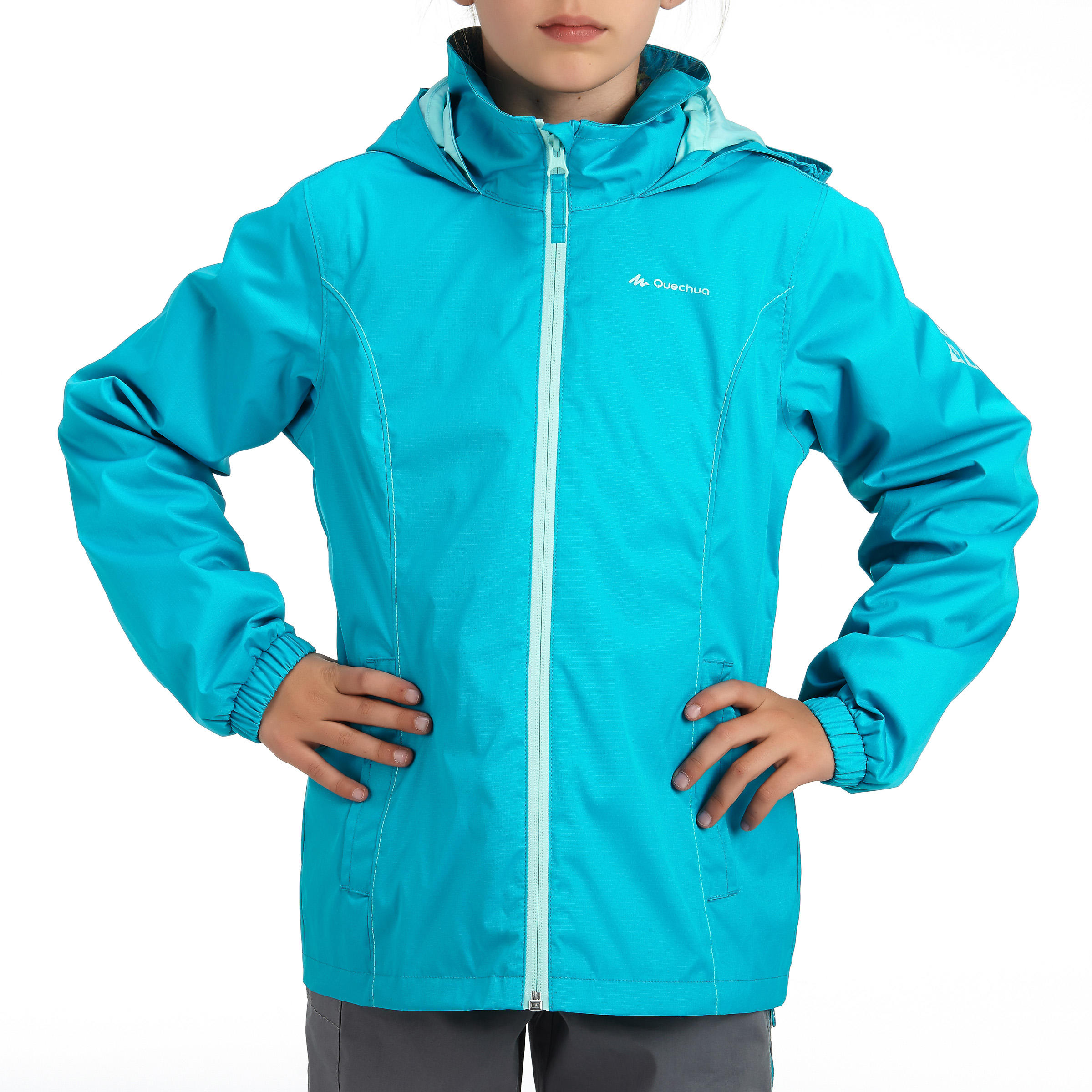Arpenaz 500 light Girls' Jacket - Caribbean Blue hiking 3/13