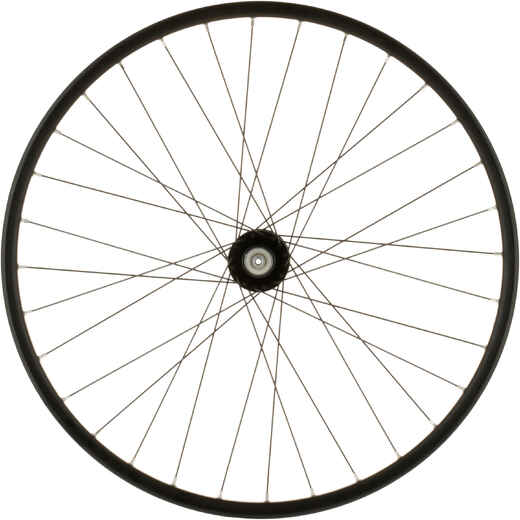 
      26” kalnu velosipēda priekšējais ritenis, aploks ar dubultām sienām, disku bremzes, doba ass, ātrās atbrīvošanas sistēma
  
