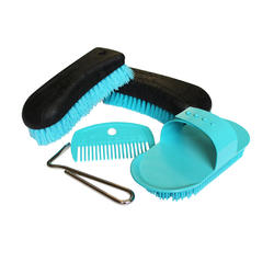 Kit de pansage équitation adulte SCHOOLING 5 pièces bleu