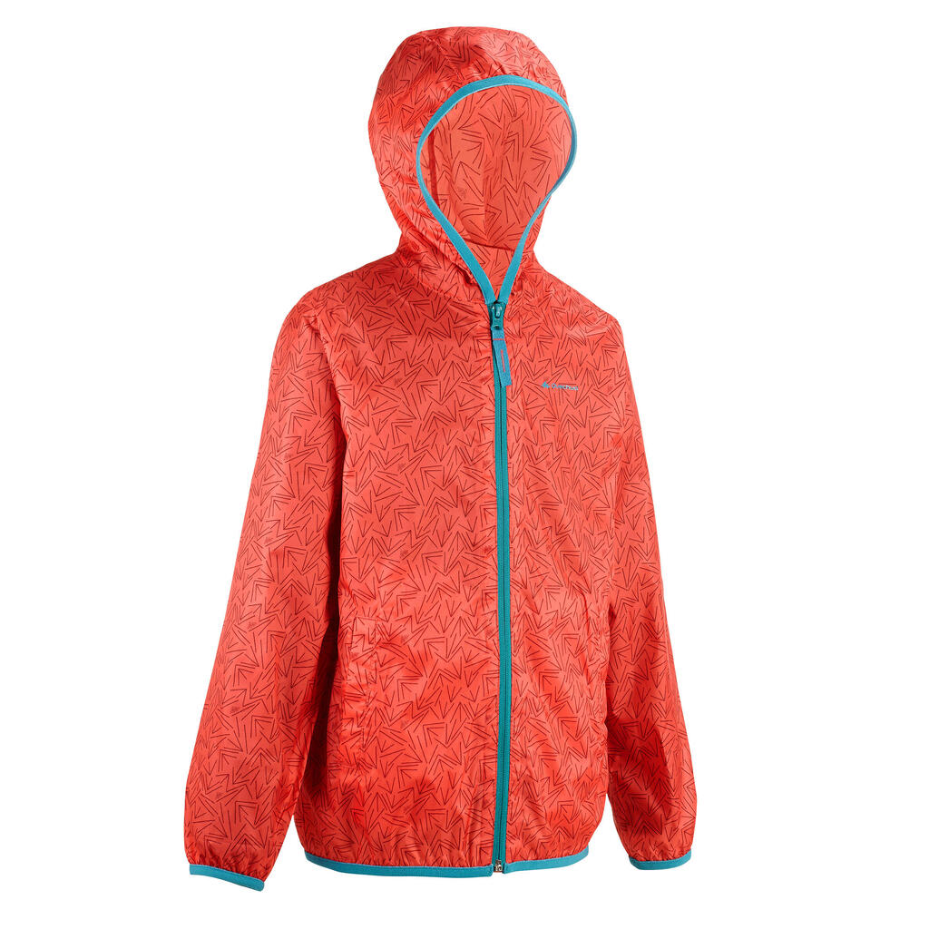 Regenjacke Rain-Cut Zip Kinder Print, korallrot