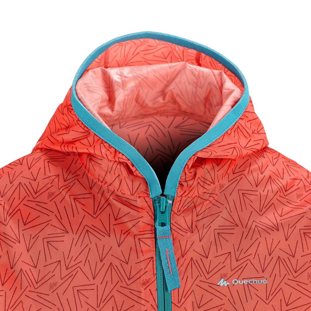 Regenjacke Rain-Cut Zip Kinder Print, korallrot