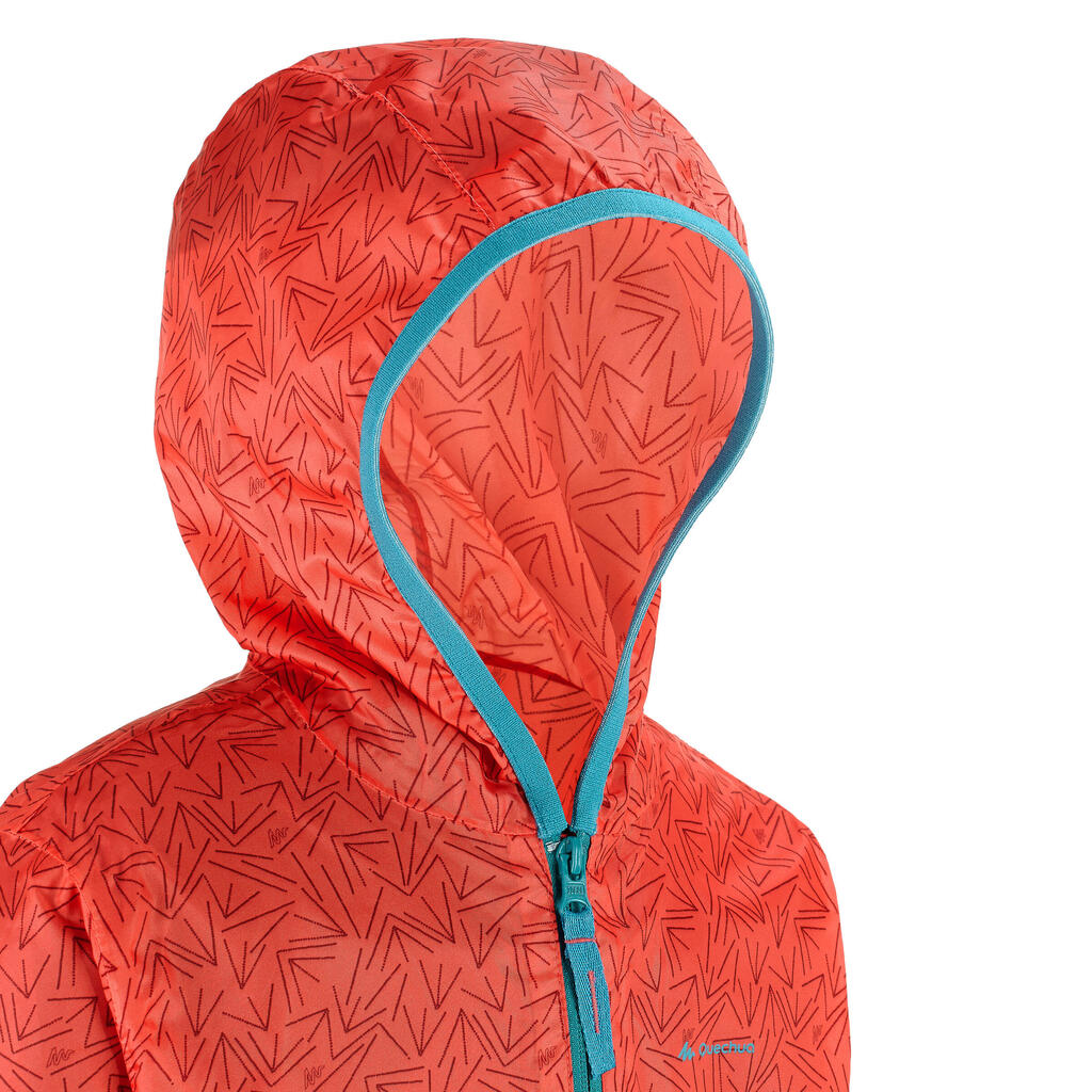Regenjacke Rain-Cut Zip Kinder Print, korallrot