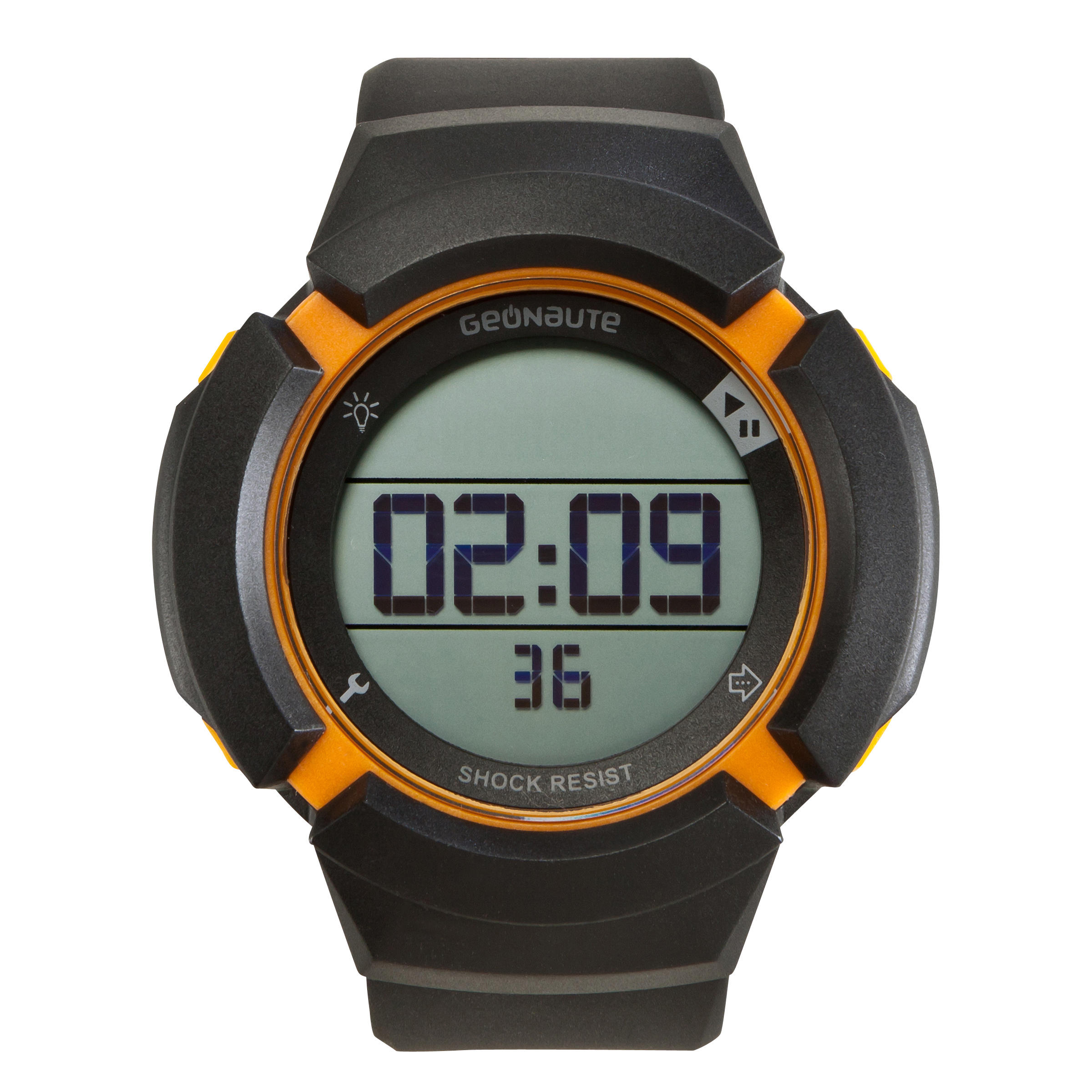 W700xc M men's running stopwatch black and orange 1/6