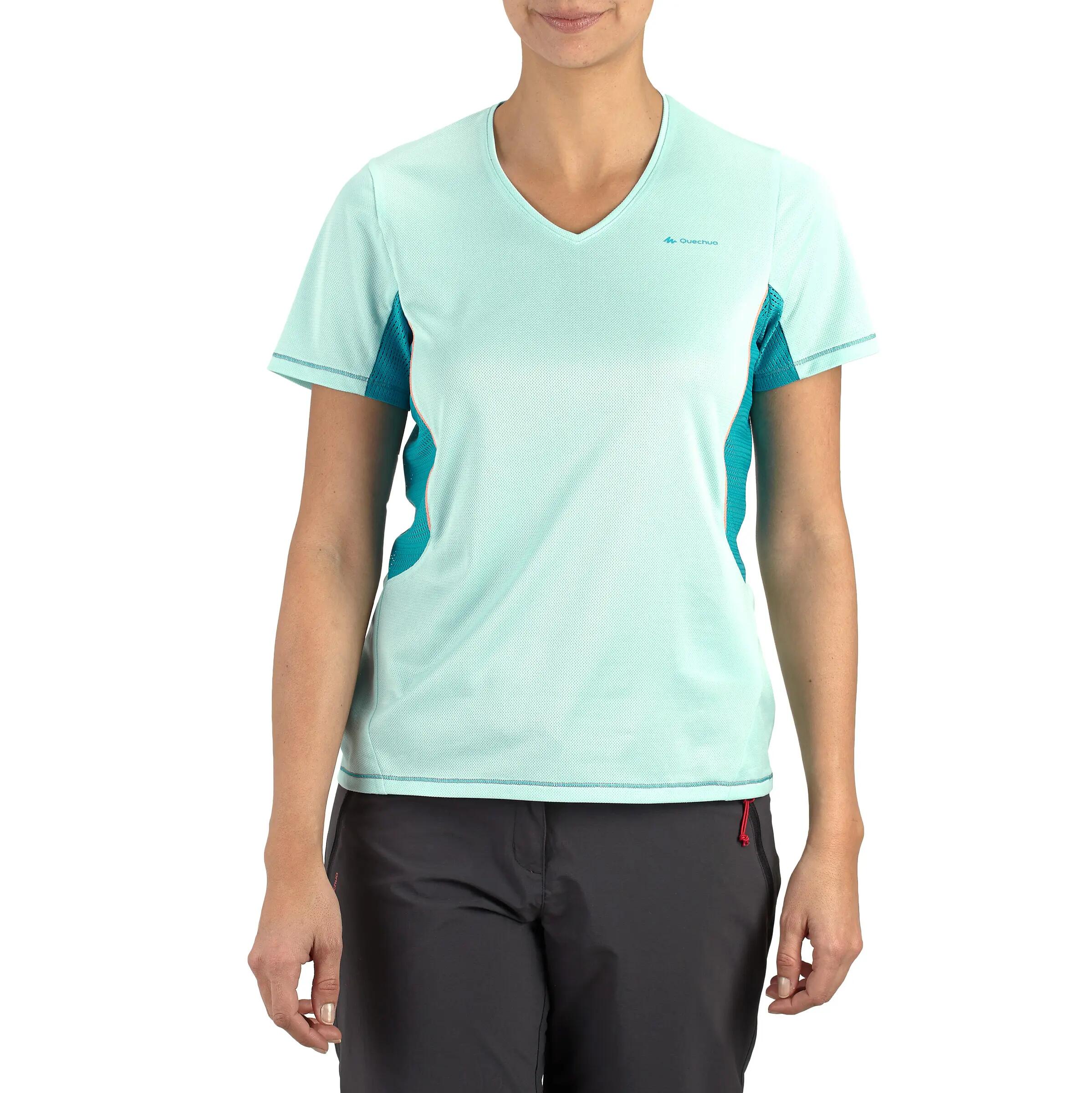 Women's Forclaz 100 short-sleeved T-Shirt - light blue 2/12
