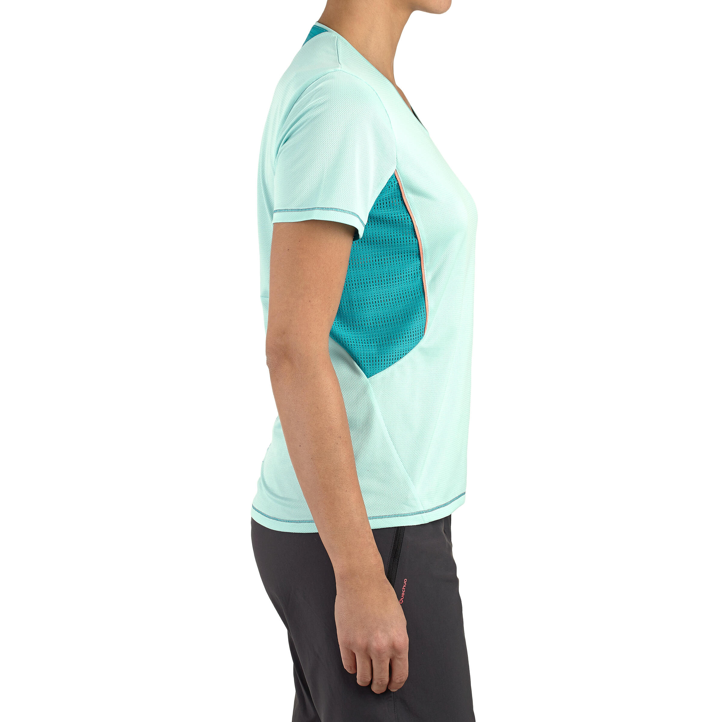 Women's Forclaz 100 short-sleeved T-Shirt - light blue 5/12