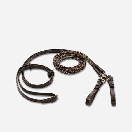 Romeo Horse Riding Leather/Rope Running Reins - Brown