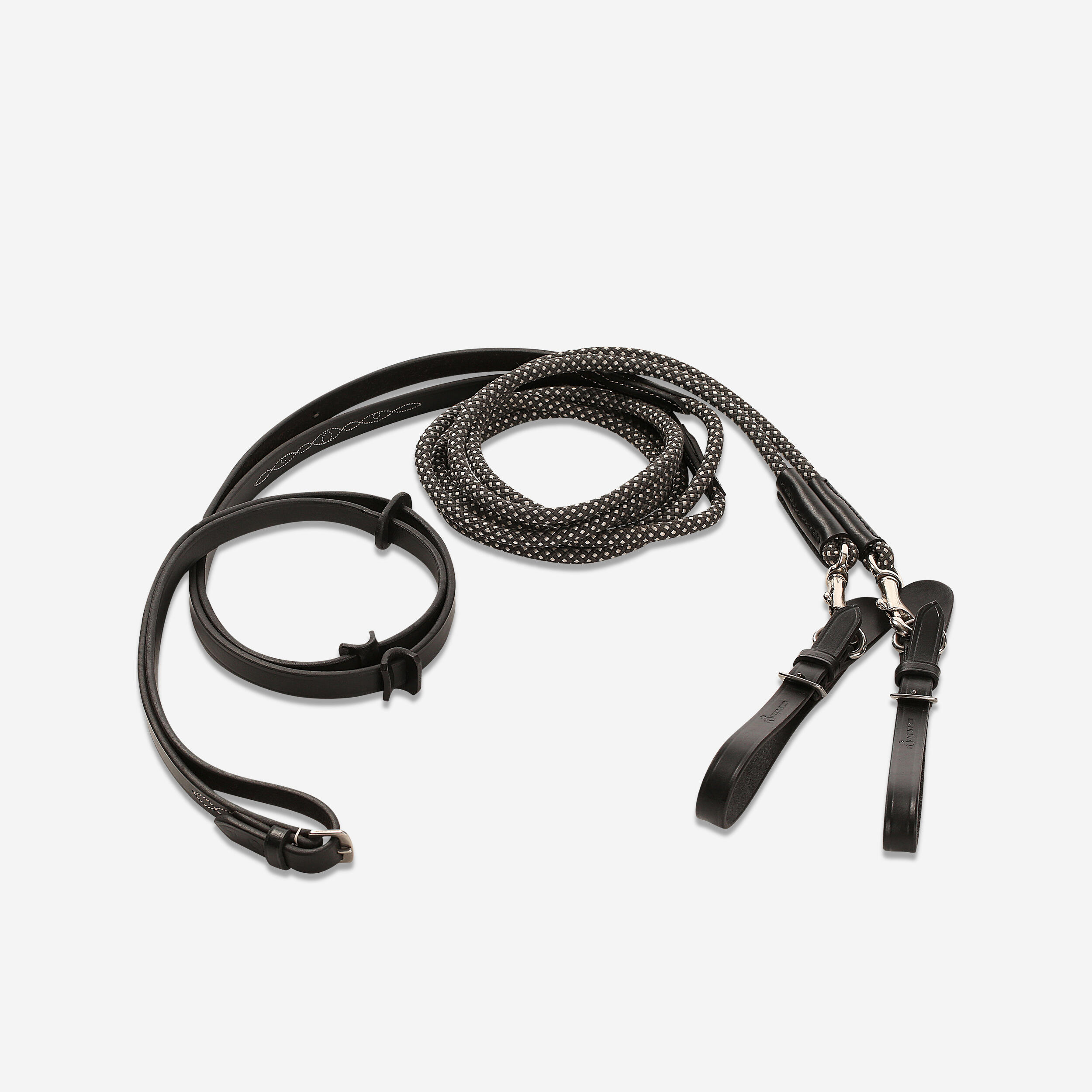 Horse Riding Draw Reins for Horse and Pony Romeo - Black 1/10