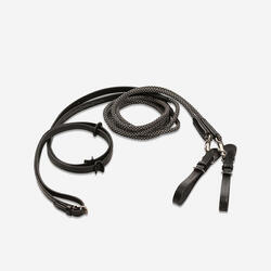 Romeo Horse Riding Leather and Rope Running Reins - Black