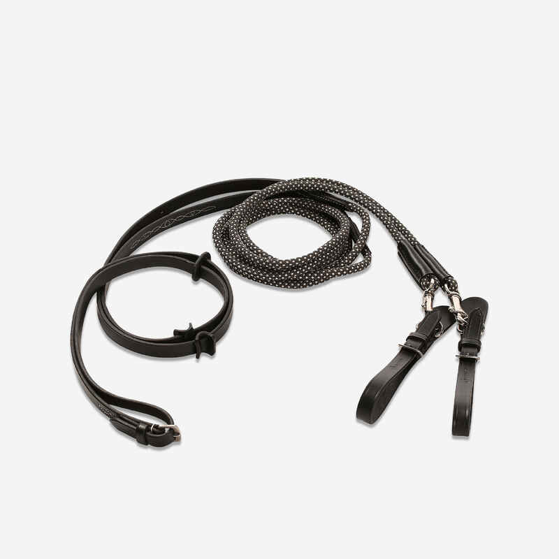 Horse Riding Draw Reins for Horse and Pony Romeo - Black