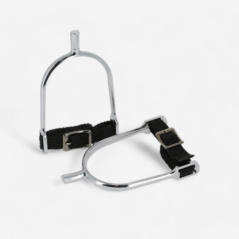 Espuelas equitación hombre punta cuadrada + correas - 20 mm