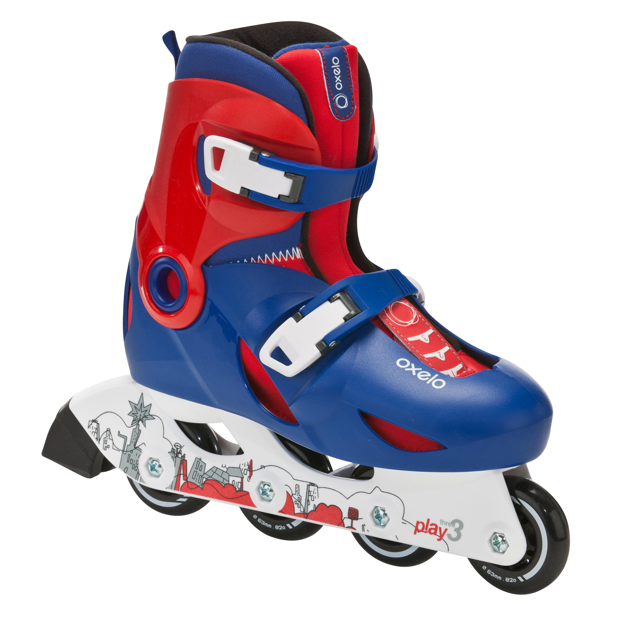 OXELO PLAY 3 children's inline skates - blue red