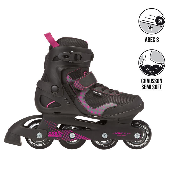 Oxelo Roller fitness femme FIT 3 noir fuchsia Decathlon